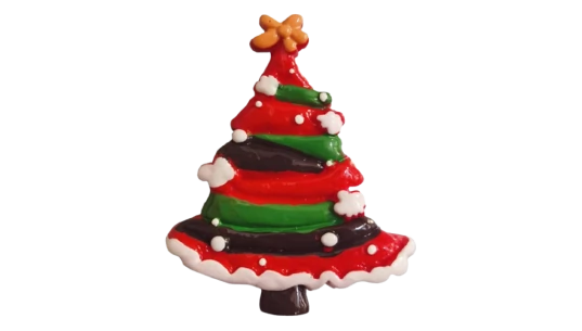Christmas Tree Refrigerator Magnet - Red/White/Green
