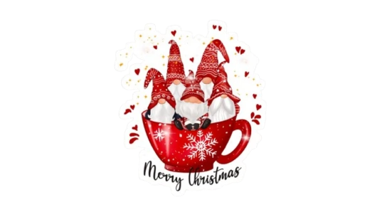 Merry Christmas Gnomes Sticker - Red