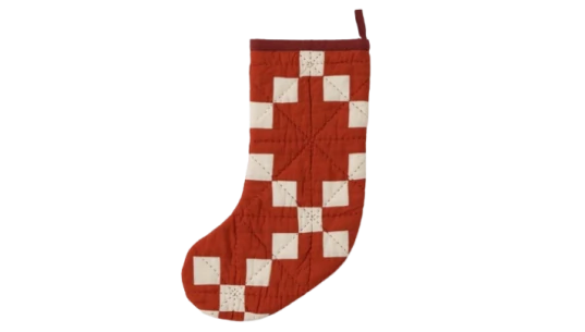 Patchwork Christmas Stocking - White/Red