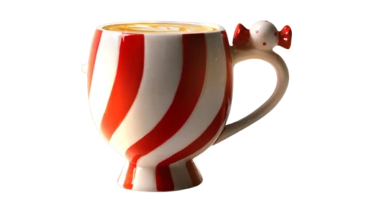 Ceramic Candy Cane Shape Coffee Mug - Red/White