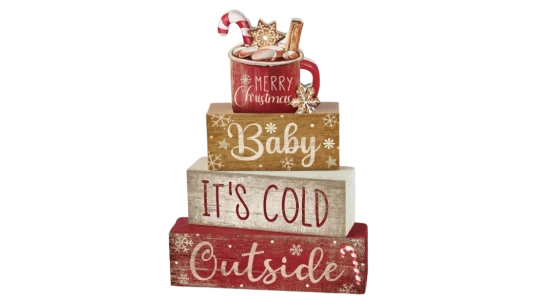 Christmas Table Decor Wooden Decoration - Set Of 4
