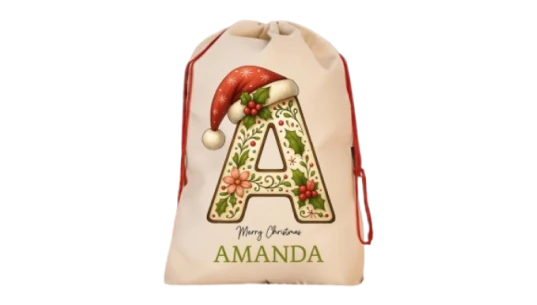 Custom Christmas Santa Sack - White