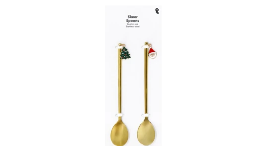 Gold Spoons With Christmas Toppers - Set Of 2