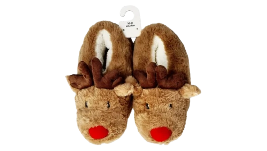 Reindeer Slippers - Brown/Black/Red