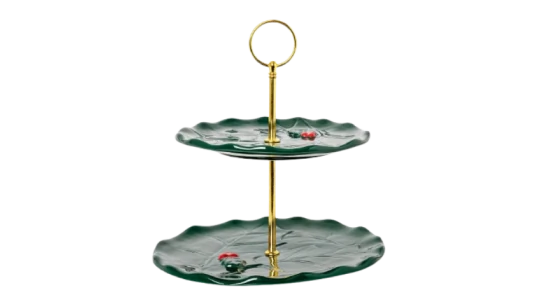 Cake Stand With Embossed Holly Pattern