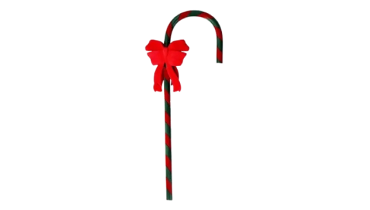 Candy Cane Shaped Pencil With Eraser Bow - Green/Red