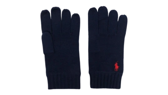 Logo-Embroidered Wool Gloves - Navy/Red
