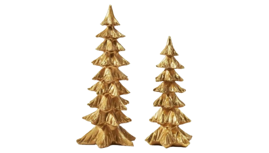 Gold Christmas Tree Figurines - Set Of 2