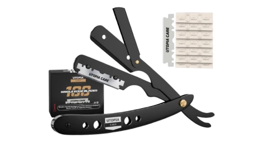Professional Straight Razor 100 Pack Blades - Black