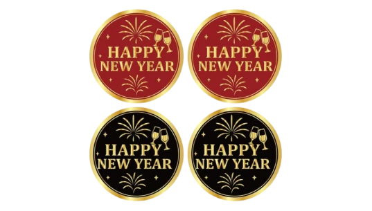 Happy New Year Stickers - 120 Pieces