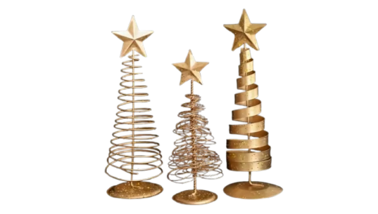 Five-Pointed Star Ornament Set Of 3 - Gold