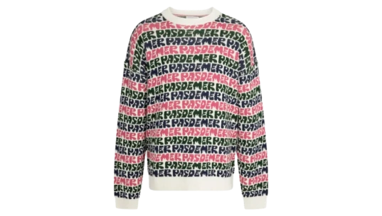 Graffiti-Knit Crew-Neck Sweater - Off-White