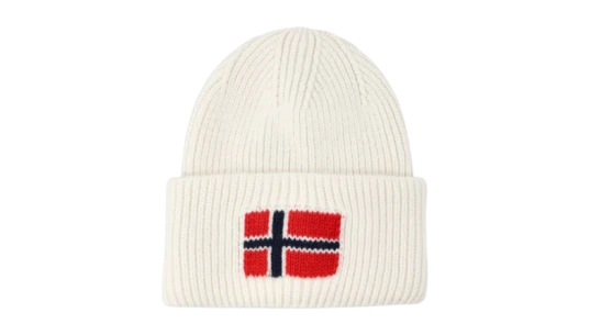 Norwegian-Flag Embroidered Beanie - Off-White