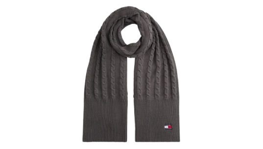 Heritage Logo Cable Knit Scarf - Zinc Grey