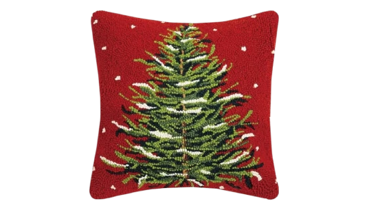 Christmas Tree Holiday Hook Pillow - Red/Green