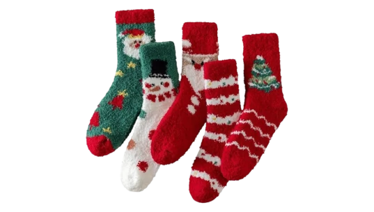 Fuzzy Christmas Socks  - 5 Pairs