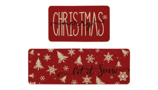 Christmas Kitchen Mats Set of 2 - Red