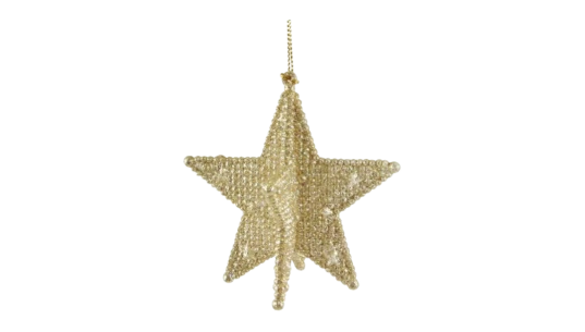 Beaded Star Bauble Christmas Ornament – Gold