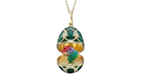 Guilloche Enamel Chameleon Surprise Locket