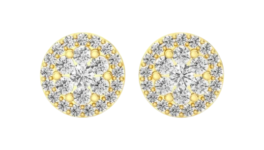 Halo Flower Diamond Earrings 14k Solid Yellow Gold 2.00ctw