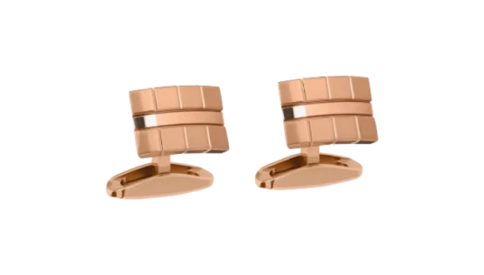 Ice Cube Curved Cufflinks Brushed Rose Gold-Toned Metal
