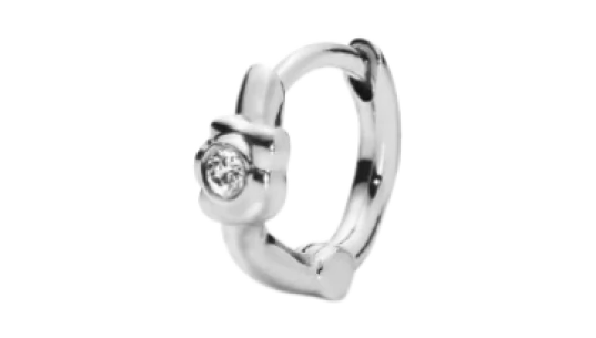 Flora Diamond Huggie Earring 14KT White Gold