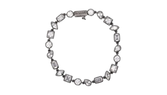 Mixed-Bezels Bracelet - Stainless Steel/White Diamond