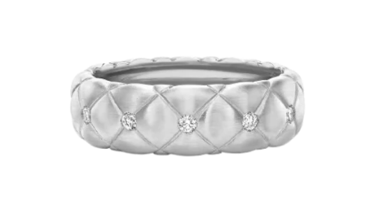 Treillage Petite Brushed Ring - White Gold