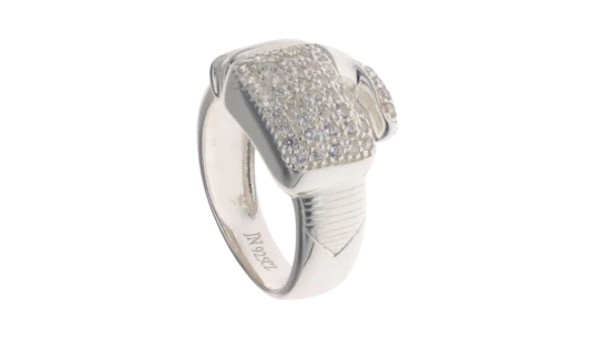 Boxing Glove Ring - Silver/Cubic Zirconia