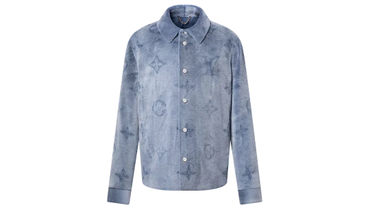 Mink Perforated Monogram Overshirt - Ash Blue