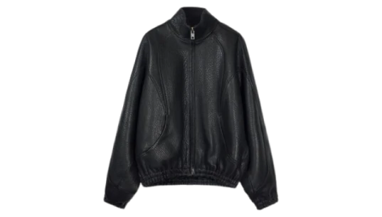 Track Jacket in Primal Lambskin Leather - Black