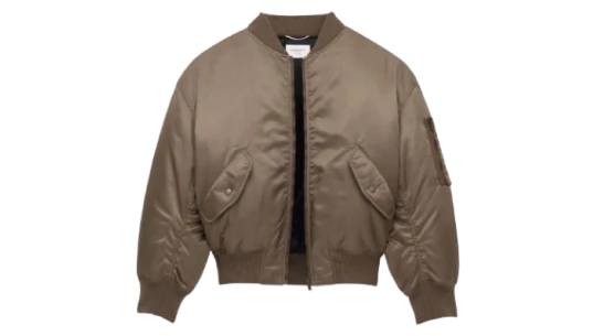 Nylon Twill Bomber Jacket - Taupe Khaki
