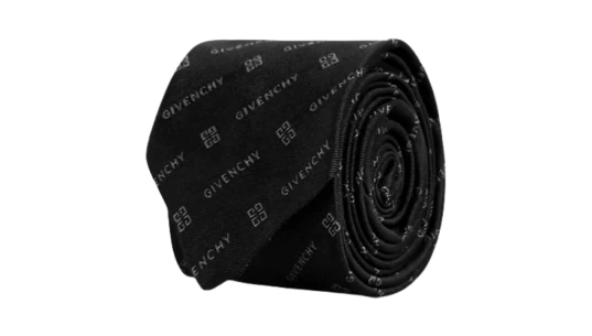 Diagonal Logo Silk Tie - Black