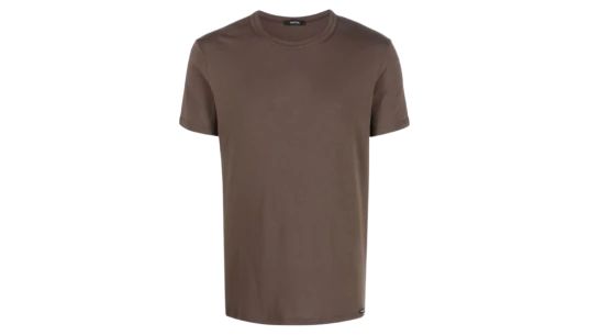 Solid-Color Crew-Neck T-Shirt - Brown