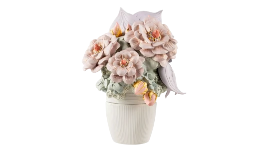 Engraved Floral-Detail Vase - White/Multicolor