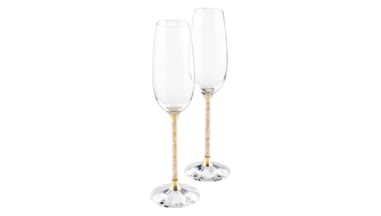 Crystalline Toasting Flutes Gold Tone Set Of 2