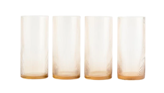 4-Pack Fluted Highball Glasses - Beige