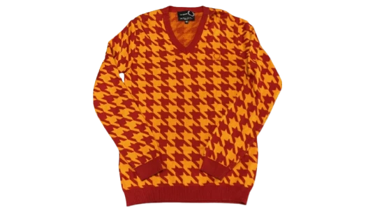 V-neck Houndstooth College Sweater 40 - Multicolor