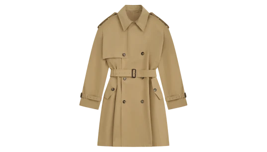 Double-Breasted Trench Coat With Belt - Beige