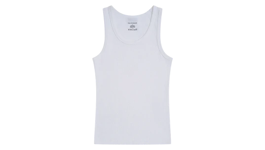 Ribbed Tank Top With Crewneck - White