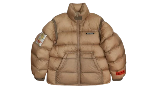 Treated Nylon Puffer Jacket - Beige