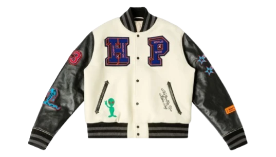 Patches Varsity Bomber Jacket - White/Black