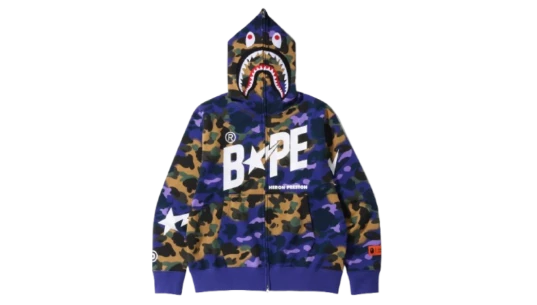 Mix 1st Camo Shark Relaxed Fit Full Zip Hoodie - Purple