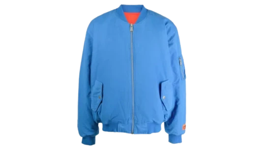 Patch-Detail Bomber Jacket - Aqua Blue