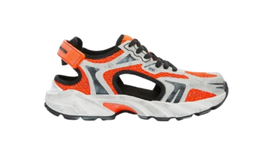 Block Stepper Sandal Sneakers - Carrot Orange/Grey