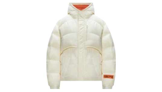 Logo Patch Puffer Jacket - White/Orange