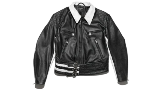 Dog In Restraint Leather Jacket - Black/White