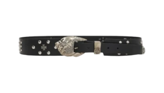 Eagle-Head Studded Belt - Black