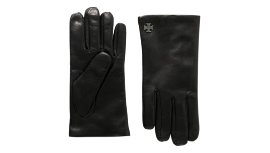 ERD Logo Embellished Leather Gloves - Black