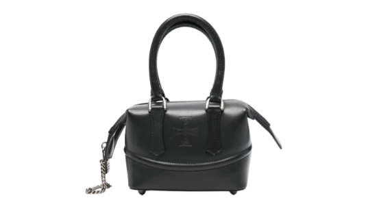 Top-Handle Chain Tote Bag - Black